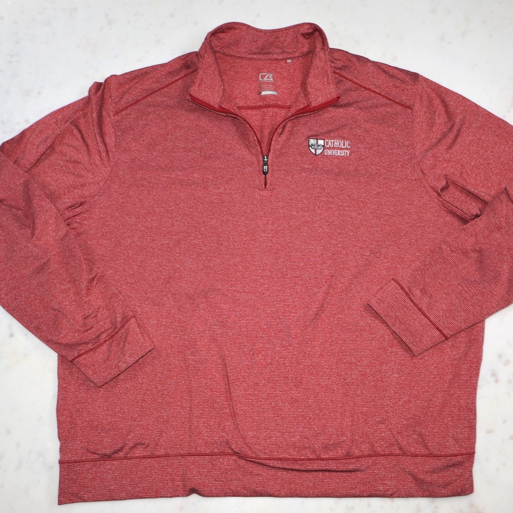 Cutter & Buck Catholic University Red Space Dye 1/4 Zip Pullover XXL - Picture 2 of 10